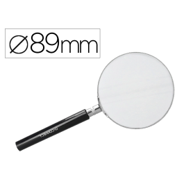 Q-connect Lupa Cristal Aro Metálico Mango Plástico Negro 90 mm 3 Aumentos