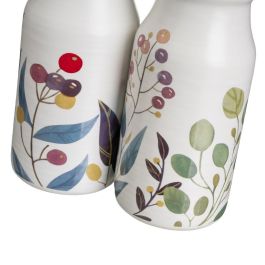 Set de Aceitera y Vinagrera BERRIES Blanco Rojo Verde Madera Gres 210 ml 21 x 8,5 x 18 cm 4 Piezas