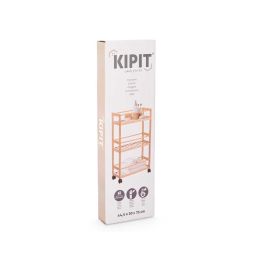 Kipit Estantería de Bambú con Ruedas y 3 Estantes, 44.5x20x75 cm - Color Natural (4 Unidades)