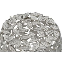 DKD Home Decor Mesita Auxiliar Plateada de Aluminio con Diseño de Hojas 40 x 45 x 40 cm