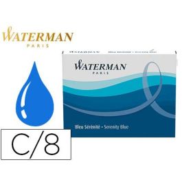 Tinta Estilografica Waterman Serenity Blue Caja De 8 Cartuchos Standard Largos