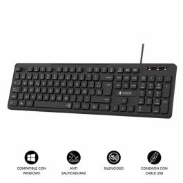 SUBBLIM SUBKBC-0SSK50 Teclado Business Slim Silencioso con Cable USB QWERTY Español Teclas Planas Numérico Resistente Salpicaduras Negro
