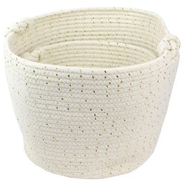 Totally Addict Make A Wish Juego de 3 Cestos Almacenar Blanco Algodón Fibra Dorada Encajables