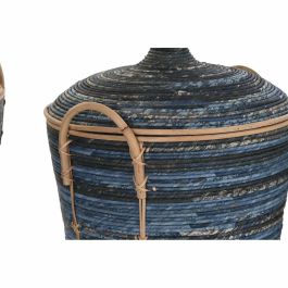 Cesta Boho DKD Home Decor Azul Negro 51 x 65 x 51 cm Set de 3