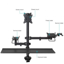 TooQ TQPM0003 Soporte de Mesa para TPV 2 Monitores Giratorio Inclinable Rotatorio hasta 9kg