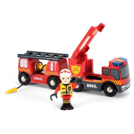 Brio World 33811 Camión de Bomberos de Madera con Luz y Sonido para Niños a Partir de 3 Años