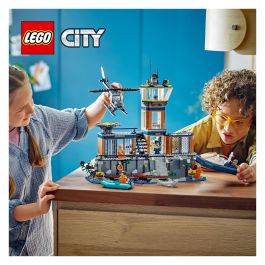 LEGO 60419 City Prisión de Policía de Aguas Profundas Juguete con Helicóptero Barco 7 Minifiguras Figura de Perro
