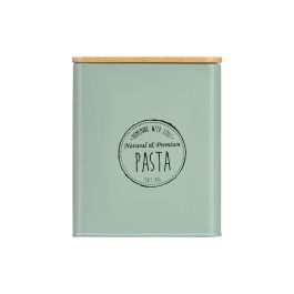 Kinvara Tarro Cuadrado con Tapa de Bambú para Pasta, Verde Menta, 14x16x14 cm (Set de 12)
