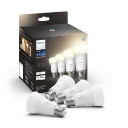 Philips Hue White, Bulbo LED conectado E27, 60W equivalente, 800 lumen, Bluetooth Compatible, 4 paquete Philips Hue White, Bulbo LED conectado E27, 60W equivalente, 800 lumen, Bluetooth Compatible, 4 paquete