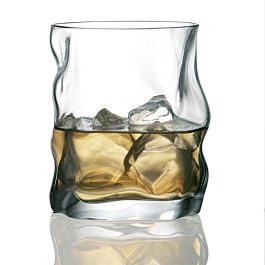 Bormioli Rocco Sorgente Vaso Bajo de Vidrio Transparente 42 cL con Relieve, Pack 6 Unidades, Fabricado en Italia, Apto Lavavajillas
