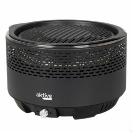 Aktive Barbacoa de juguete redonda sin humo, color negro, Ø34 cm. Fabricada en hierro y acero inoxidable, funciona con pilas AA, apta para niños a partir de 3 años.