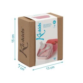 Caja Almuerzo Rosa Con Cuchara Gris