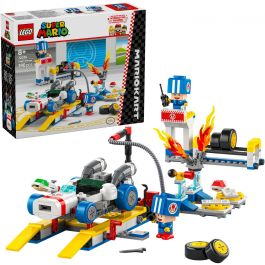 LEGO 72035 Mario Kart Garaje de Toad Set de Construcción Personalizable con Rayo GTI y 2 Toads Azules para +8 años