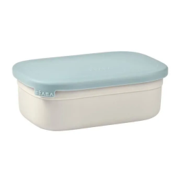 Beaba Fiambrera Infantil Acero Inoxidable Tapa Silicona Funda Protectora Terciopelo Gris Azul