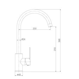 Verhal Grifo de Cocina Monomando Caño Alto Negro Mate Miño Inox 304 Cartucho Ø35 Aireador H22 Giratorio