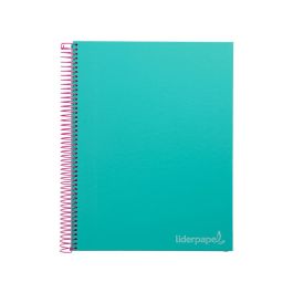 Cuaderno Espiral Liderpapel A4 Micro Jolly Tapa Forrada 140H 75 gr Cuadro 5 mm 5 Bandas4 Taladros Color Turquesa