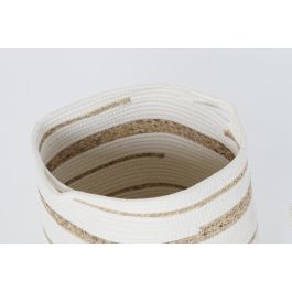 DKD Home Decor Cesta Boho Blanco Natural Algodon Seagrass 36 x 34 x 36 cm Set de 4