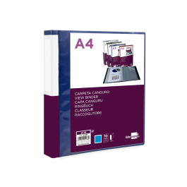 Liderpapel Carpeta 10 Fundas Canguro PP DIN A4 Azul Translúcido con Portada y Lomo Personalizable