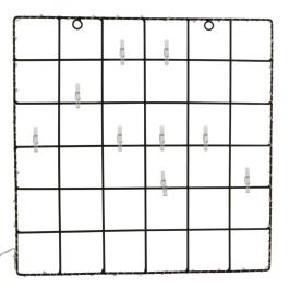 Home Deco Light Mural Portafotos LED con Pinzas para Fotos y Recuerdos, Metal, 36x36 cm