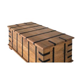 Giner Y Colomer Mesa Baúl Madera de Mango Maciza Acabado Natural con Tapa Elevable