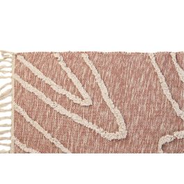 DKD Home Decor Alfombra Urban Rectangular Rosa y Blanco de Polyester 1300 gsm, 230x160 cm con 1 cm de Grosor, Flecos, Hecha a Mano