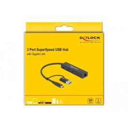 DELOCK 3 Port USB 3.2 Gen 1 Hub + Gigabit LAN mit USB Type-C oder USB Typ-A Anschluss