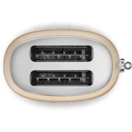 SMEG TSF01CHMEU Tostadora 2 Rebanadas Champagne Plástico Acero Inoxidable con Funciones Descongelar y Recalentar