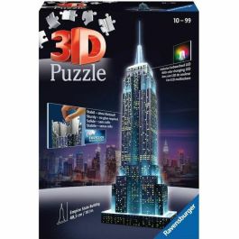 Ravensburger Puzzle 3D Empire State Building Edición Noche con Iluminación LED de Colores 216 Piezas para +12 años