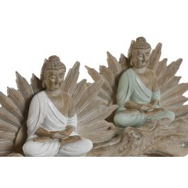 DKD Home Decor Figura Buda Tronco Resina Verde Blanco 30 x 15 x 6 cm (2 Unidades)