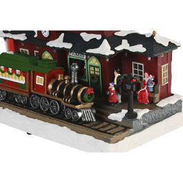 DKD Home Decor Casa Navidad Tradicional Decoración Figura de Resina LED Musical con Movimiento y Luces Multicolor 25x32x16 cm
