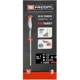 FACOM AT.J12R1PB Juego de 12 destornilladores PROTWIST + 2 estantes de almacenamiento