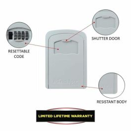 Master Lock Caja de llaves segura Tamaño M Blanca para montaje en pared, Combinación 4 dígitos, Resistente intemperie, Ideal Airbnb