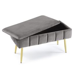 Versa Pie de Cama Sogno Gris 37.5x42x79.5 cm Versa Pie de Cama Sogno Gris 37.5x42x79.5 cm