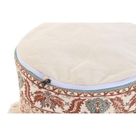DKD Home Decor Cojín de Suelo Árabe Fez Verde Beige Algodón Poliéster 46x46x37 cm Hecho a Mano