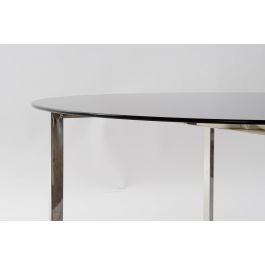 DKD Home Decor Mesa Centro Moderno Negro Acero Cristal Plateado 100x100x45 cm