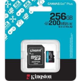 Kingston SDCG4/256GB Tarjeta de Memoria CANVAS Go! Plus 256GB microSD XC 200MB/s U3 V30 A2 para 4K UHD y Gaming con Adaptador