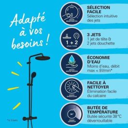 Columna de ducha con mezclador termostático - Ahorro de agua - GROHE Vitalio Start System 250 - Negro mate - 266772431 Columna de ducha con mezclador termostático - Ahorro de agua - GROHE Vitalio Start System 250 - Negro mate - 266772431