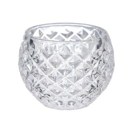 Giftdecor Portavela de Cristal con Forma de Rombo, Pequeño, para Decoración o Regalo, Transparente, Dimensiones: 7.5x6x7.5 cm (Set de 24)