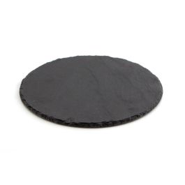 Quid Pizarra Redonda Select 25 cm Negra Pack de 12 Unidades, Mineral con Acabado Rugoso y Reciclable