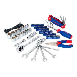 Asiento rodante + herramientas, 136 piezas, (métrico-sae)