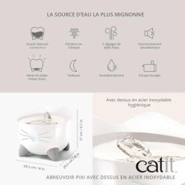 Catit Fuente de Agua Automática PIXI para Gatos 2,5 L de Acero Inoxidable con Filtro para Agua Pura Catit Fuente de Agua Automática PIXI para Gatos 2,5 L de Acero Inoxidable con Filtro para Agua Pura