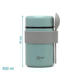 KioKids Termo Papillero De Acero Inoxidable 500ml Con Cuchara Sage Mantiene Temperatura 12h