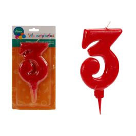 Vela Cumpleaños 3 Roja Grande Arte Regal 1X17CM (36 Unidades) Precio: 35.50000003. SKU: B1EM4FNZEL