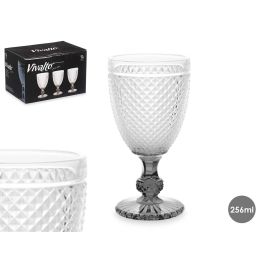 Copa Diamante Agua Transparente Pie Antracita 256 ml Vivalto 7.8x15.1x7.8 cm (36 Unidades)