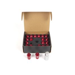 Omp OMPS09941406 Juego de 20 Tuercas de Rueda de Coche Aluminio 7075 M14x1.25, Llave 19 mm, Largo 40 mm, Rojo + Llave