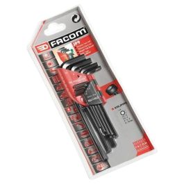 FACOM Set de 9 Llaves Macho Largas, Medidas 1.5-2-2.5-3-4-5-6-8-10 mm, con Soporte de Almacenamiento