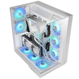 Mars Gaming MC3GFW Caja Torre Gaming Blanca Triple Cristal Templado 2 Ventiladores ARGB Montaje Vertical GPU ATX USB-C