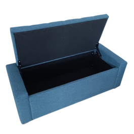 DKD Home Decor Descalzadora Urban Azul 120x50x42 cm de Poliéster y Madera con Almacenaje Interior