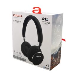 Aiwa Auriculares Inalambricos Bluetooth HSTBTN-800Bk Negro con Cancelación de Ruido y Hyperbass