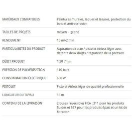 Wagner Estación de Pintura Airless Pump HEA CS350R Flujo 1.50L/min Eficiencia 15m²/2min Inyección de Pistón para Proyectos Medianos a Grandes 600W Manguera 15m